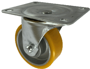 100mm swivel castor with Polyurethane Tyre on an Aluminium Centre wheel and Ball Bearings. 300kg Load Capacity