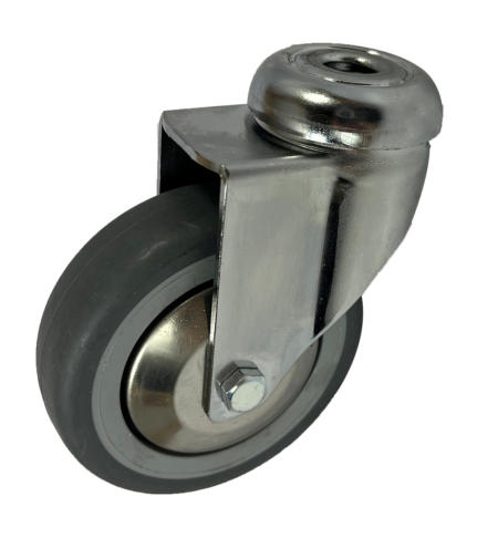 80mm Swivel Castor with 12mm Single Bolt Hole and Thermoplastic Rubber Tyre Wheel, 50kg Load Capacity