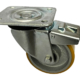 100mm Swivel Castor with Brake and Beige Polyurethane Tyre Cast Iron Wheel and Ball Bearings