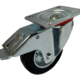 100mm Swivel and Brake Castor with a Black Solid Rubber Tyre wheel on a Pressed Steel Centre wheel and Roller Bearing