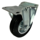 100mm Fixed or Rigid Castor with Black Solid Rubber Tyre Wheel on a Pressed Steel Centre and roller bearing