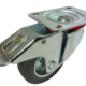 100mm Swivel Brake Castor with Grey Rubber Tyre Wheel on a Pressed Steel Centre and Roller Bearing