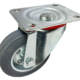 100mm Swivel Castor with Brake and Grey Rubber Tyre Wheel on a Pressed Steel Centre