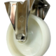 160mm Fixed Castor with White Nylon Wheel and Roller Bearing. 250kg Load Rating