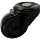 80mm Single Bolt Hole Swivel Castor with Black Powder Coating and Rubber Tyred Wheel with Ball Bearings