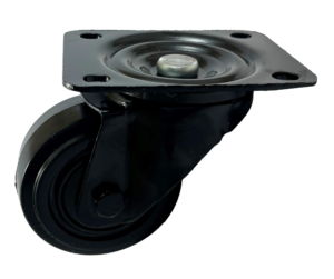 80mm Swivel Castor with black frame and rubber tyre wheel with ball bearing