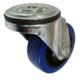 100mm Single Bolt Hole Swivel Castor Heavy Duty with Blue Elastic Rubber Tyre Wheel