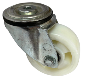 100mm Swivel Castor with 12mm Single Bolt Hole Mounting and White Nylon Wheels
