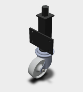 100mm Jacking Castor with Swivel Castor and White Nylon Wheel 160kg Load KMJ4NY