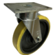 Swivel Castor with Fabricated Forge Steel Bracket and 200mm Polyurethane Tyre wheel with a cast iron centre and roller bearing