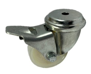 50mm Single Bolt Hole Castor to suit an 8mm bolt with a nylon wheel and wheel brake