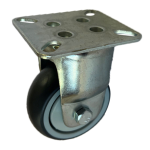 100mm Fixed or Rigid castor with grey thermoplastic rubber tyre wheel and ball bearings