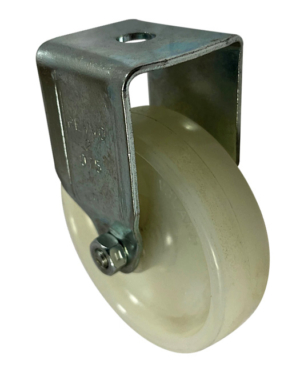 75mm Fixed Castor with 10mm Single Bolt Hole and Plain Bore Nylon Wheel