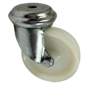 75mm Swivel Castor with M8 Single Bolt Hole and White Nylon Wheel Revvo 2 Series
