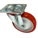 160mm swivel castor with a red polyurethane tyre on a white nylon centre castor wheel with ball bearings