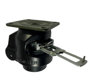 63mm black powder coated footmaster levelling castor with ratchet operation