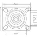 75mm swivel castor top plate dimensions for xs075rp castors