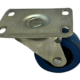 50mm blue rubber tyre on a black nylon centre wheel in a pressed steel swivel castor with a load rating of 27kg