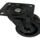 100mm black pressed steel swivel theatre castor with black elastic rubber tyre on a nylon centre wheel with ball bearings
