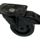 100mm black pressed steel swivel and brake theatre castor with black elastic rubber tyre wheel on a black nylon centre with ball bearings