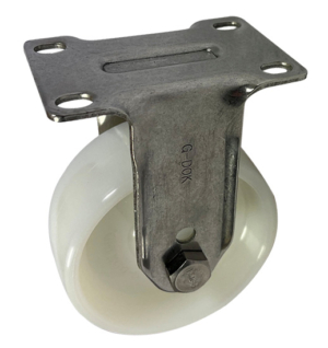 Fixed Rigid Stainless Steel Castor 100mm Imperial Top Plate and Nylon Wheel