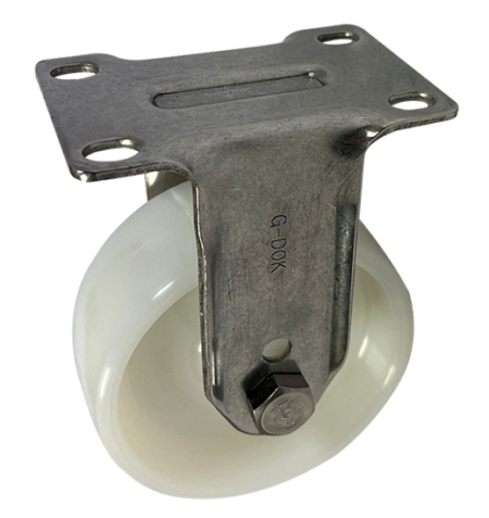 Fixed Rigid Stainless Steel Castor 100mm Imperial Top Plate and Nylon Wheel