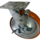 200mm Swivel Castor and side mounted wheel brake with Fabricated Steel Frame and White Polyurethane Tyred Wheel with a Ball Bearing