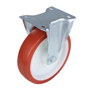 200mm fixed or rigid castor with polyurethane tyre wheel on a nylon centre