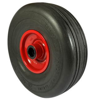 240mm puncture proof wheel with a red steel centre and 20mm roller bearing