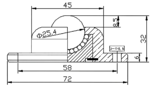 25.4mm ball transfer unit with three hole base plate and 130kg load rating
