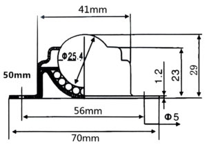 25.4mm ball transfer unit with 2 hole base plate and 30kg load rating