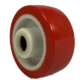 80mm red polyurethane tyre on a white nylon rim wheel with a 12mm roller bearing